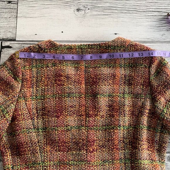 Coldwater Creek Tweed Boucle Cropped One Button Collarless Blazer - Picture 9 of 12